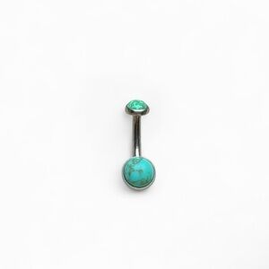 Industrial Strength Turquoise Navel Ring with Anatometal Top